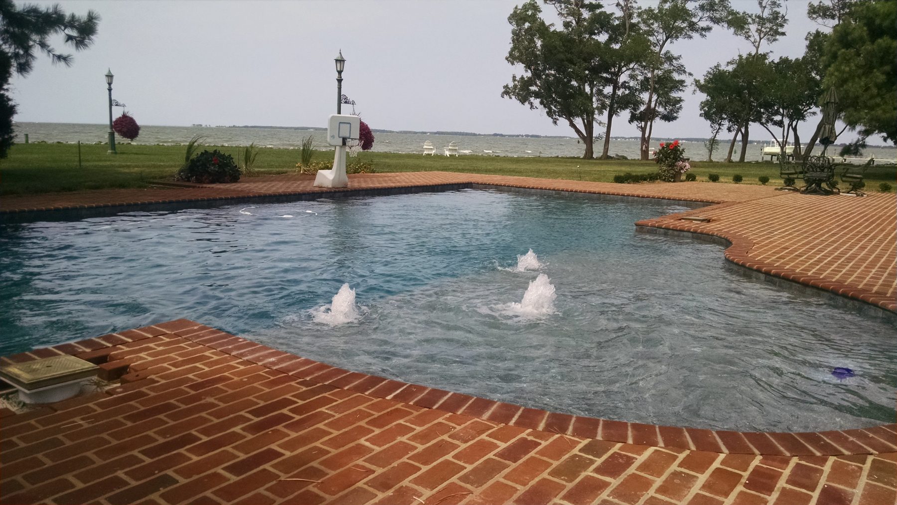 A pool with sea view.