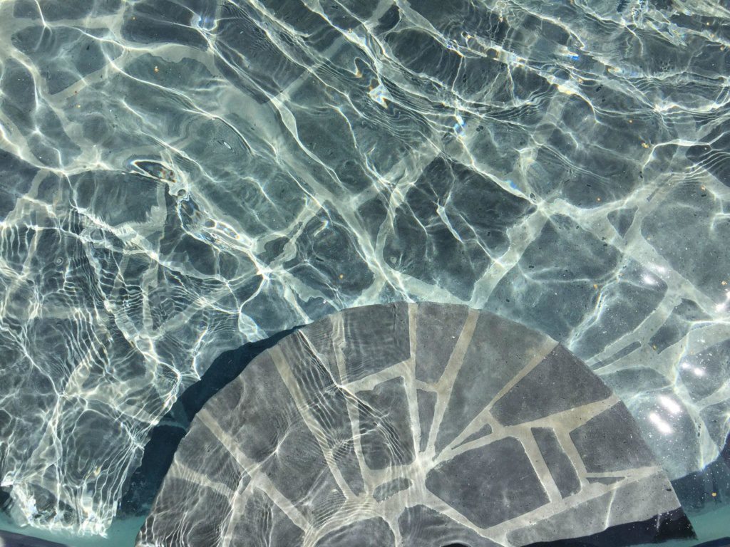 A custom blue stone tanning ledge in Maryland
