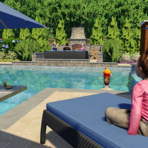 3D pool rendering of geometric pool