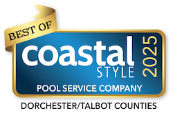 award badge showing best of coastal style 2025 in the pool service company category