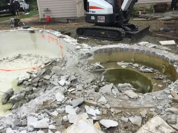 A pool during a remodel in Easton, Maryland