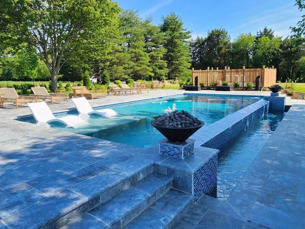 infinity edge pool with fire features