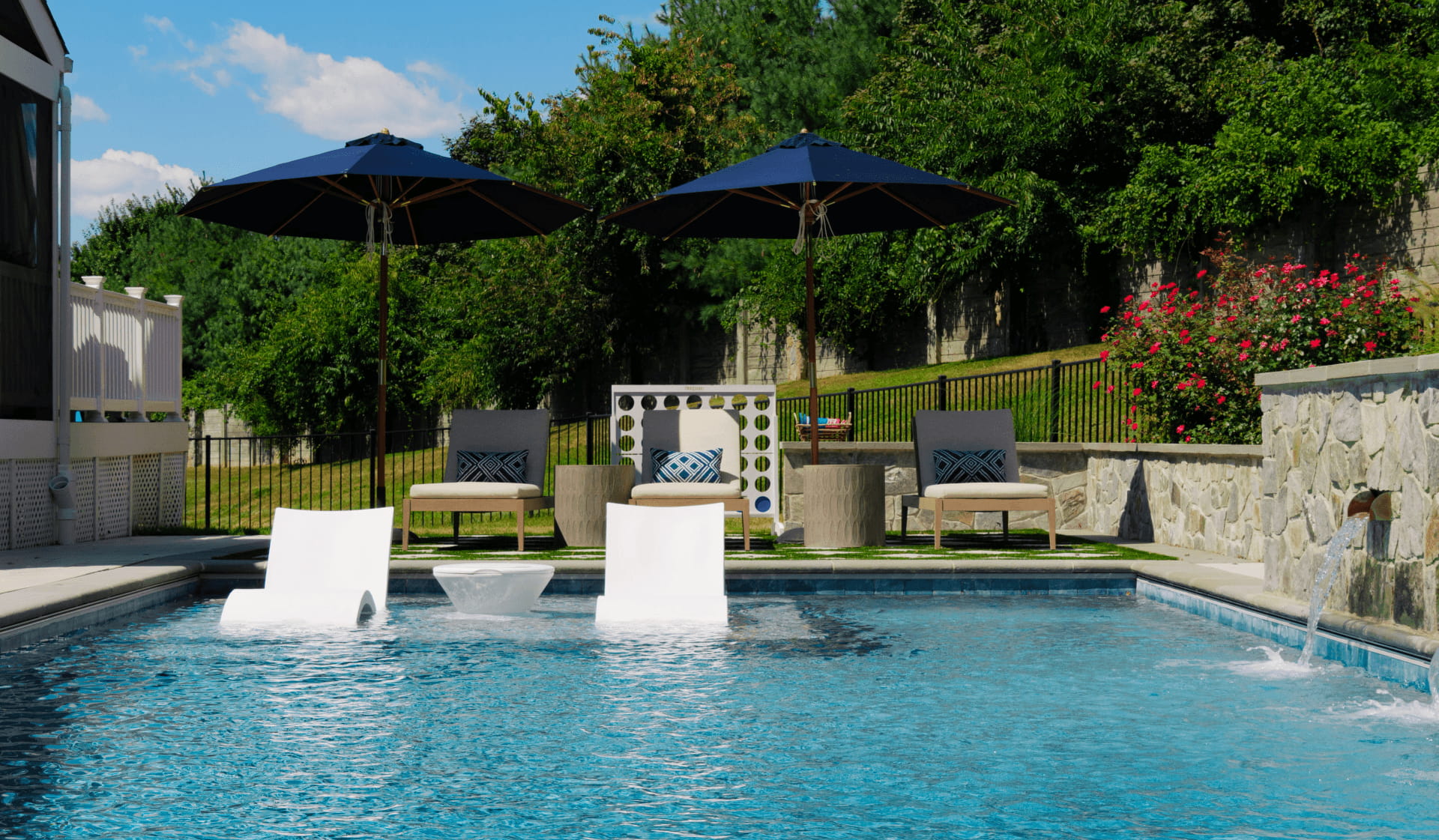 shallow end of pool showing tanning ledge