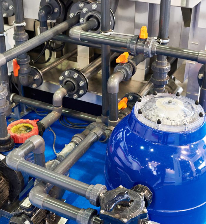 Pipes, filters and equipment for swimming pools